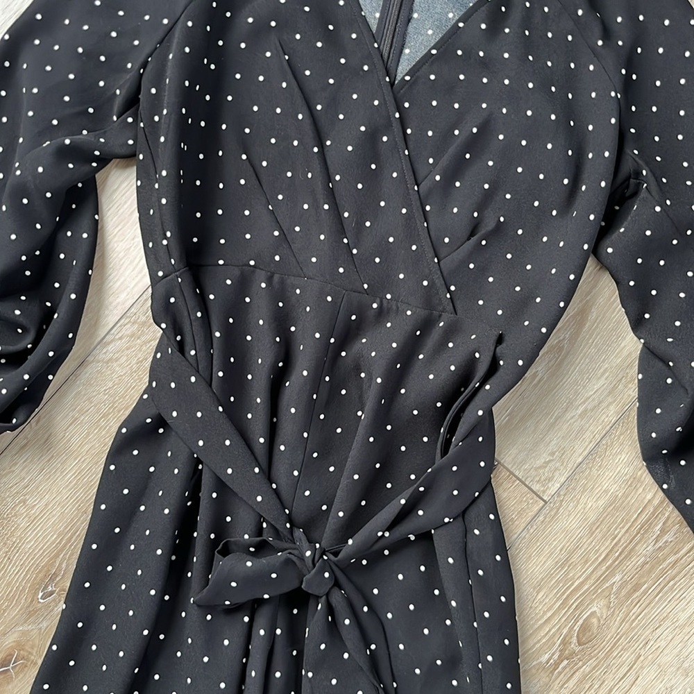 Whistles Polka Dot Jumpsuit Black & White Long Sleeve and Belted - Picture 3 of 16